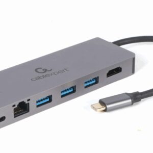 Gembird A-CM-COMBO5-05 hub de interfaz USB 3.2 Gen 1 (3.1 Gen 1) Type-C 5000 Mbit/s Gris