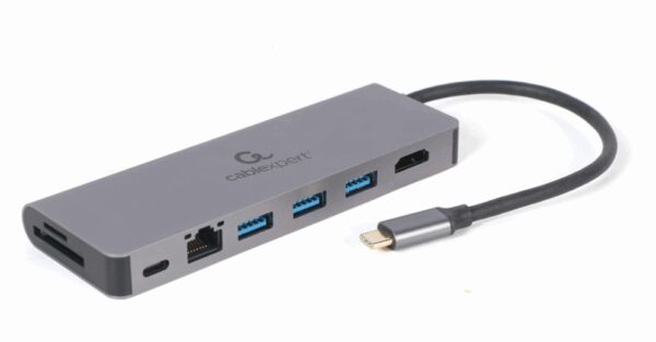 Gembird A-CM-COMBO5-05 hub de interfaz USB 3.2 Gen 1 (3.1 Gen 1) Type-C 5000 Mbit/s Gris