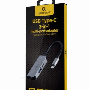 Gembird A-CM-COMBO3-02 base para portátil y replicador de puertos Alámbrico USB 3.2 Gen 1 (3.1 Gen 1) Type-C Plata