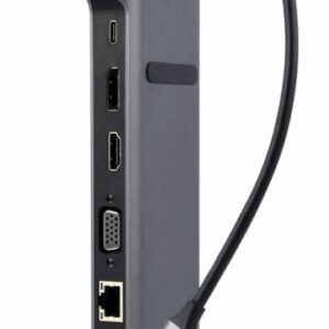 Gembird A-CM-COMBO9-02 base para portátil y replicador de puertos Alámbrico USB 3.2 Gen 1 (3.1 Gen 1) Type-C Gris
