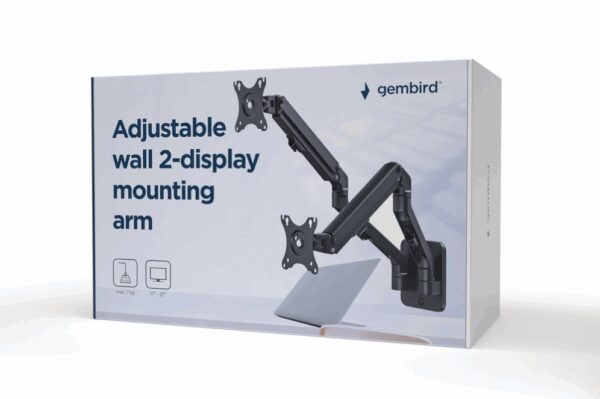 Gembird MA-WA2-01 soporte para monitor 68,6 cm (27") Pared Negro