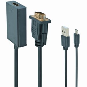Gembird A-VGA-HDMI-01 adaptador de cable de vídeo 0,15 m HDMI tipo A (Estándar) VGA (D-Sub) Negro