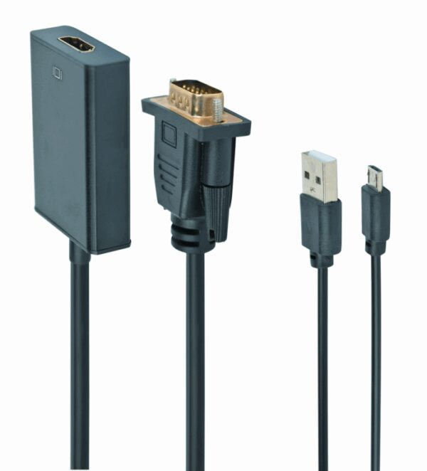 Gembird A-VGA-HDMI-01 adaptador de cable de vídeo 0,15 m HDMI tipo A (Estándar) VGA (D-Sub) Negro