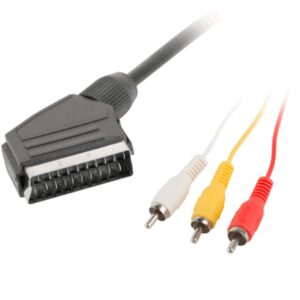 Lanberg CA-EURC-10CC-0018-BK cable EUROCONECTOR 1,8 m SCART (21-pin) 3 x RCA Negro