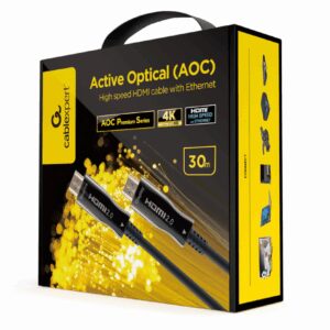 Gembird CCBP-HDMI-AOC-30M-02 cable HDMI HDMI tipo A (Estándar) Negro