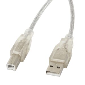 Lanberg CA-USBA-12CC-0030-TR cable USB USB 2.0 3 m USB B Transparente