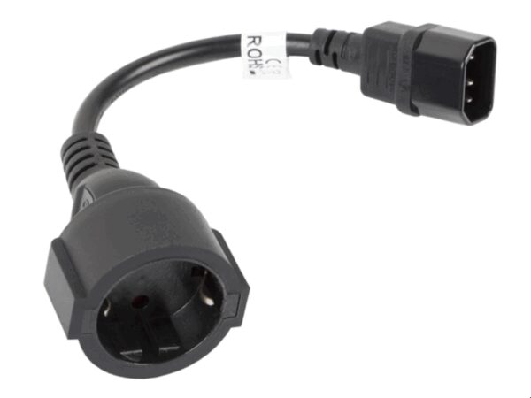 Lanberg CA-C14E-10CC-0018-BK cable de transmisión Negro 0,18 m C14 acoplador