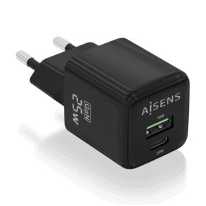 AISENS ASCH-25W2P015-BK cargador de dispositivo móvil Universal Corriente alterna Carga rápida Interior