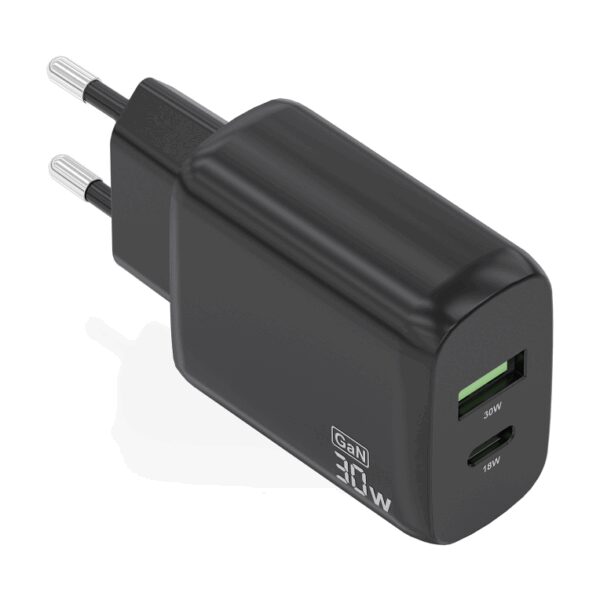 AISENS ASCH-30W2P021-BK cargador de dispositivo móvil Universal Corriente alterna Carga rápida Interior