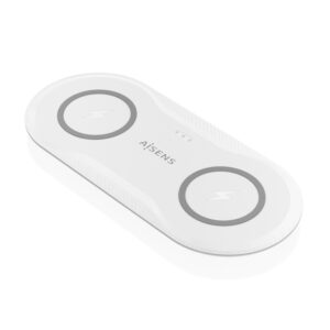AISENS ASCH-15W2WC059-W cargador de dispositivo móvil Auriculares, Smartphone Cargador inalámbrico Interior