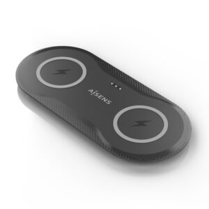 AISENS ASCH-15W2WC060-BK cargador de dispositivo móvil Auriculares, Smartphone Cargador inalámbrico Interior