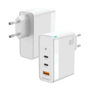 AISENS ASCH-100W3P008-W cargador de dispositivo móvil Universal Corriente alterna Carga rápida Interior