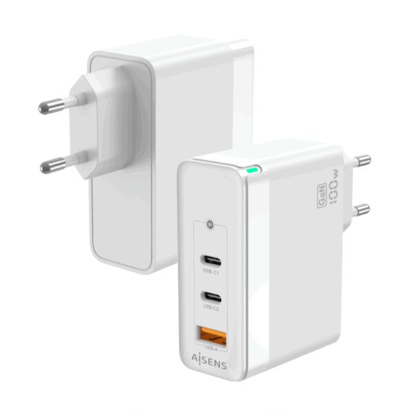 AISENS ASCH-100W3P008-W cargador de dispositivo móvil Universal Corriente alterna Carga rápida Interior