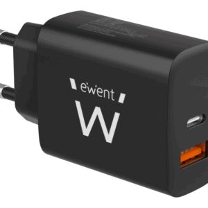 Ewent EW1319 cargador de dispositivo móvil Universal Negro Corriente alterna Carga rápida Interior