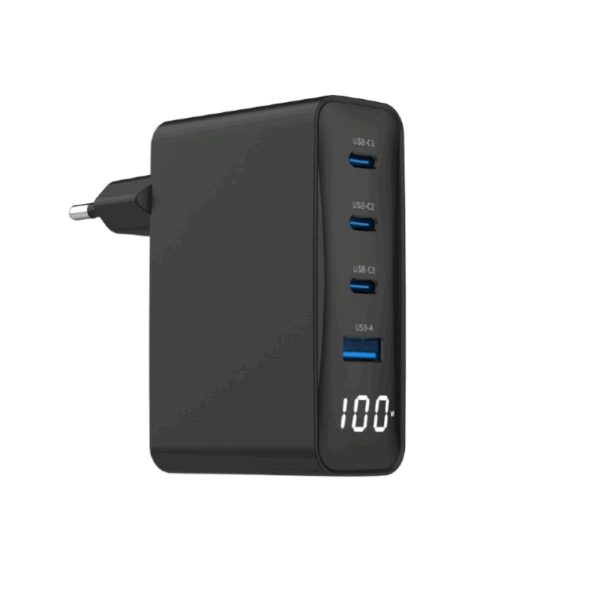 Gembird TA-UC-PDQC100LCD-01-BK cargador de dispositivo móvil Portátil, Smartphone Negro Corriente alterna Carga rápida Interior