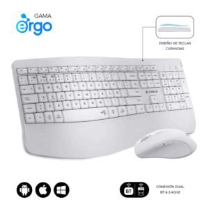 SUBBLIM SUBKBC-DCOPW1 teclado Ratón incluido Hogar / Oficina RF Wireless + Bluetooth QWERTY Español Blanco