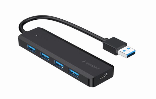 Gembird UHB-U3P4P-02 hub de interfaz USB 3.2 Gen 1 (3.1 Gen 1) Type-A 5000 Mbit/s Negro