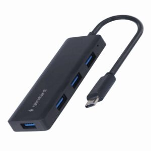 Gembird UHB-CM-U3P4-02 base para portátil y replicador de puertos Alámbrico USB 3.2 Gen 1 (3.1 Gen 1) Type-C Negro