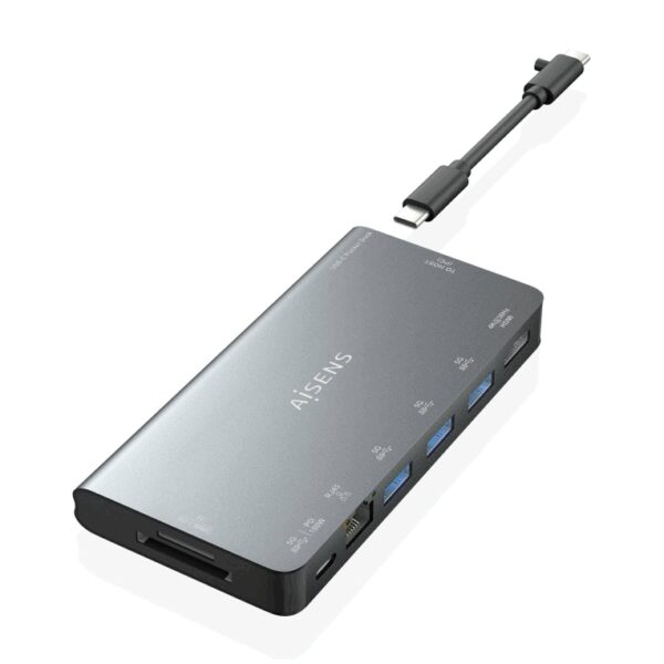 AISENS ASUC-8P015-GR base para portátil y replicador de puertos Alámbrico USB 3.2 Gen 1 (3.1 Gen 1) Type-C