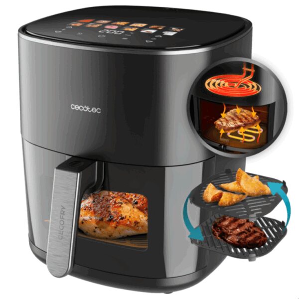Cecotec Cecofry&Grill Duoheat 6500 Sencillo 6,5 L Independiente 2200 W Freidora de aire caliente Negro