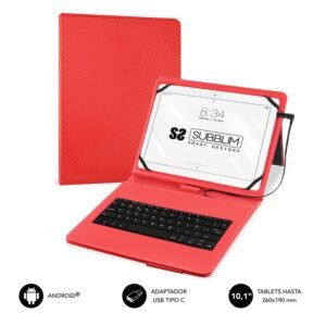 SUBBLIM SUB-KT1-USB002 teclado para móvil QWERTY Español MicroUSB Rojo
