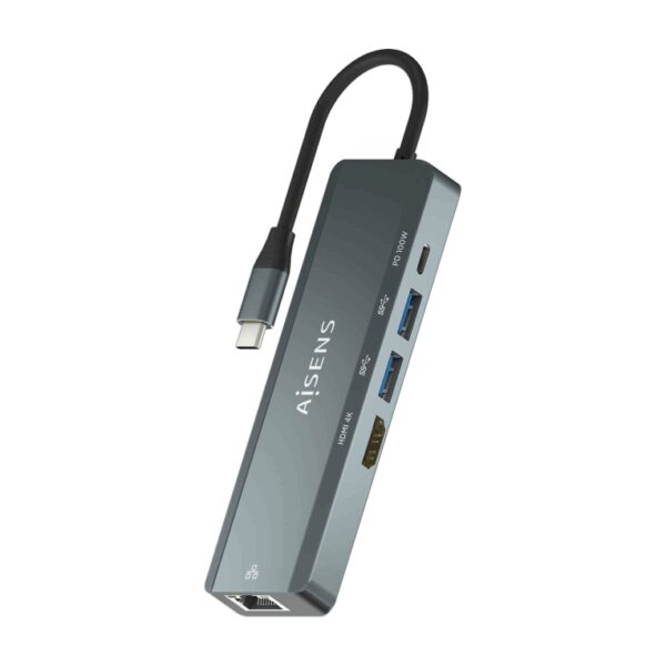 AISENS ASUC-5P011-GR base para portátil y replicador de puertos Alámbrico USB 3.2 Gen 1 (3.1 Gen 1) Type-C