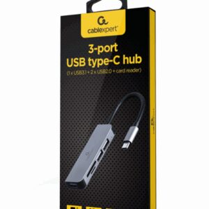 Gembird UHB-CM-CRU3P1U2P2-01 base para portátil y replicador de puertos Alámbrico USB 3.2 Gen 1 (3.1 Gen 1) Type-A Plata