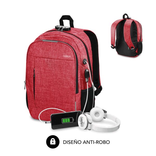 SUBBLIM SUB-BP-1UL0002 mochila Rojo Oxford