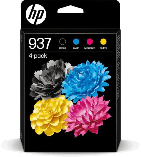 HP 937 CMYK Original Ink Cartridge 4-Pack cartucho de tinta 4 pieza(s) Rendimiento estándar Negro, Cian, Magenta, Amarillo