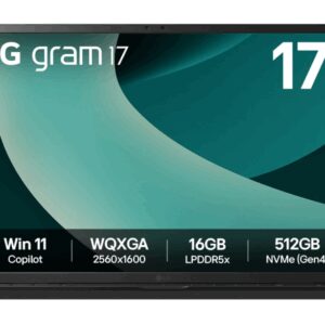 LG Gram 17Z90T Intel Core Ultra 7 255H Portátil 43,2 cm (17") WQXGA 32 GB LPDDR5x-SDRAM 1 TB SSD Wi-Fi 7 (802.11be) Windows 11 Home Español Negro