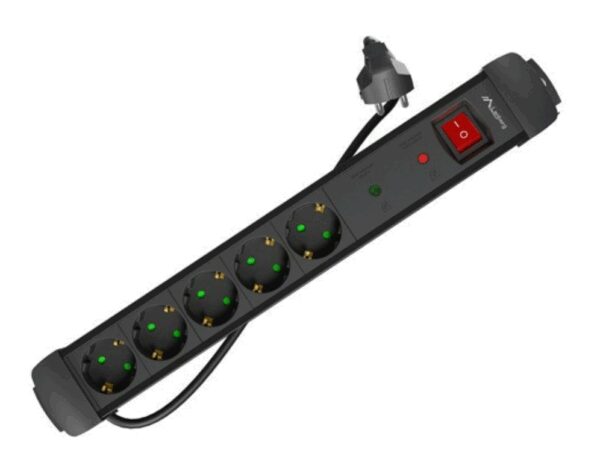 Lanberg SP1-05F-0300-BK base múltiple 3 m 5 salidas AC Interior Negro