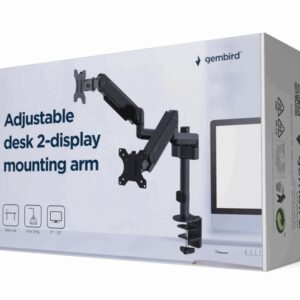 Gembird MA-DA2P-01 soporte para monitor 81,3 cm (32") Escritorio Negro