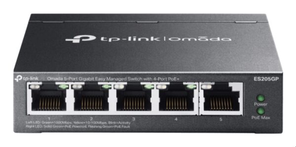 TP-Link Omada ES205G Gestionado Gigabit Ethernet (10/100/1000) Energía sobre Ethernet (PoE) Negro