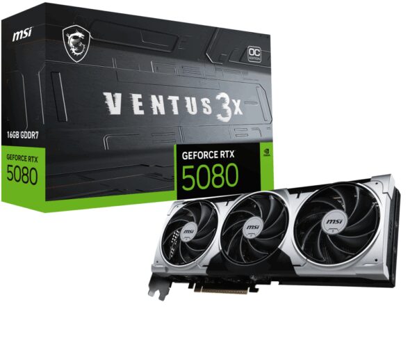 MSI VENTUS GEFORCE RTX 5080 16G 3X OC PLUS tarjeta gráfica NVIDIA 16 GB GDDR7