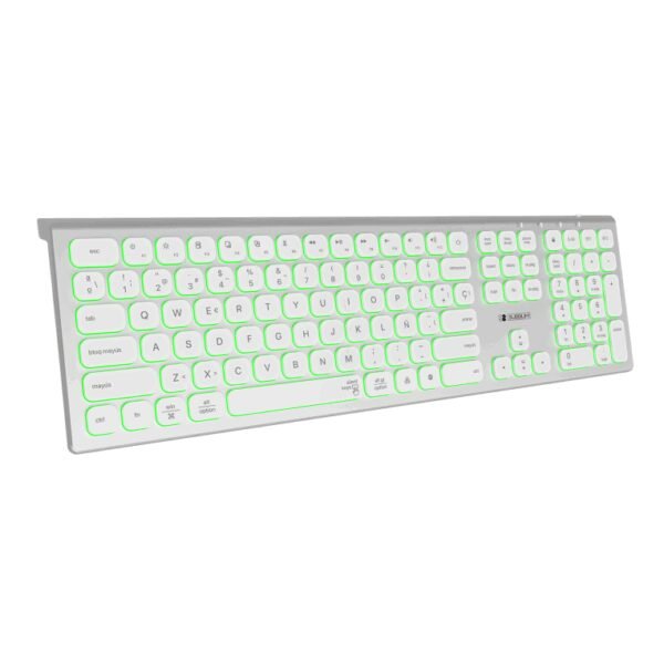 SUBBLIM SUBKB-3MIE300 teclado Universal RF Wireless + Bluetooth QWERTY Español Plata, Blanco