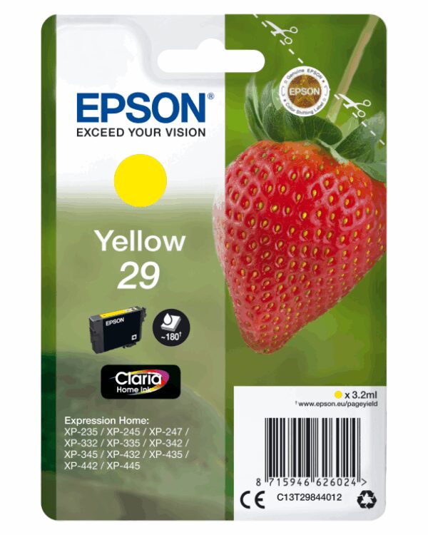 Epson Strawberry C13T29844012 cartucho de tinta 1 pieza(s) Original Rendimiento estándar Amarillo