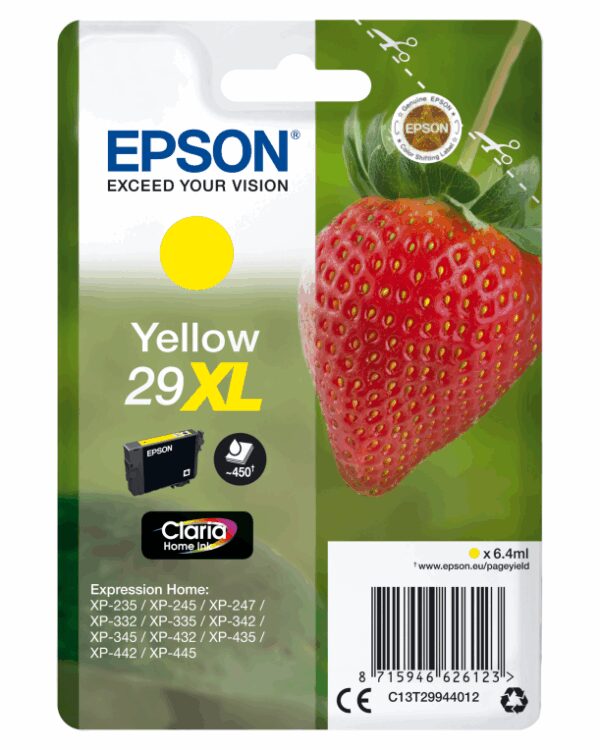 Epson Strawberry C13T29944012 cartucho de tinta 1 pieza(s) Original Alto rendimiento (XL) Amarillo