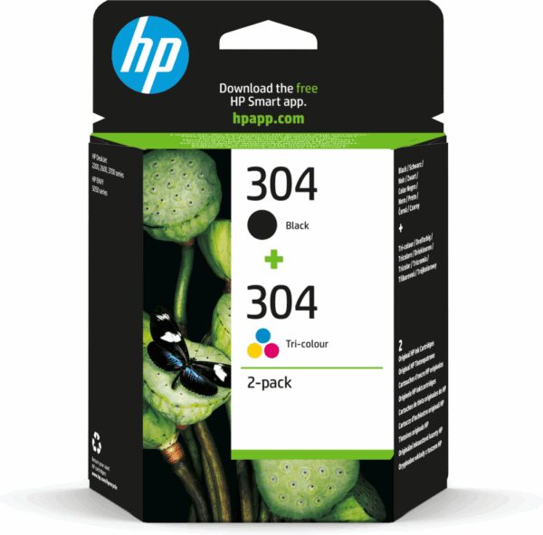 HP 304 2-pack Black/Tri-color Original Ink Cartridges cartucho de tinta 2 pieza(s) Rendimiento estándar Negro, Cian, Magenta, Amarillo