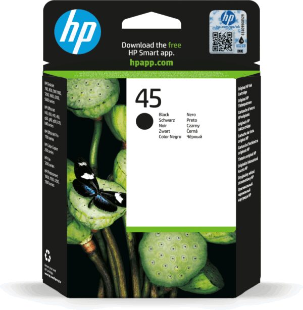 HP 45 Druckpatrone Groß Schwarz cartucho de tinta 1 pieza(s) Alto rendimiento (XL)