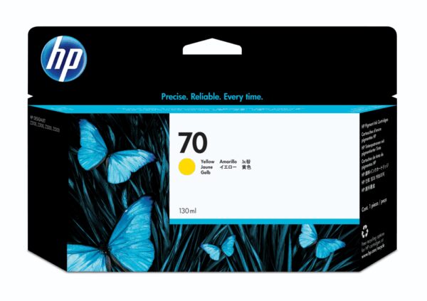 HP 70 130-ml Yellow DesignJet Ink Cartridge cartucho de tinta 1 pieza(s) Original Rendimiento estándar