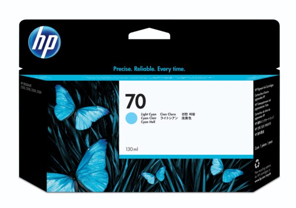 HP 70 130-ml Light Cyan DesignJet Ink Cartridge cartucho de tinta 1 pieza(s) Original Rendimiento estándar