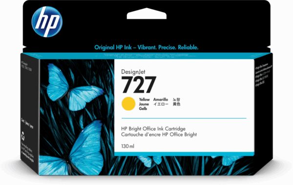 HP 727 130-ml Yellow DesignJet Ink Cartridge cartucho de tinta 1 pieza(s) Original Rendimiento estándar