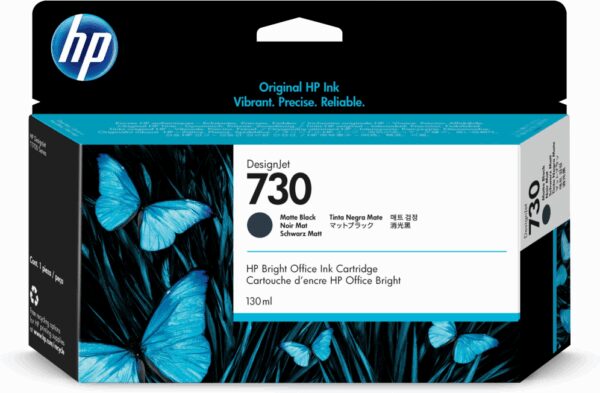 HP 730 130-ml Matte Black DesignJet Ink Cartridge cartucho de tinta 1 pieza(s) Original Rendimiento estándar