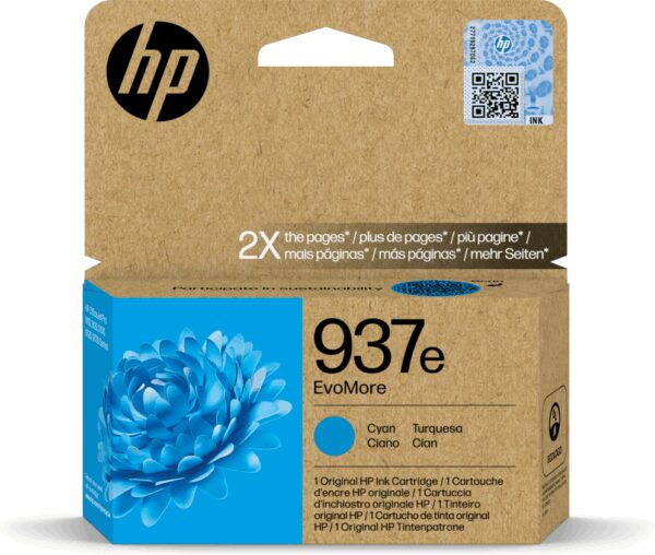 HP 937e EvoMore Cyan Original Ink Cartridge cartucho de tinta 1 pieza(s) Alto rendimiento (XL)