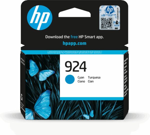 HP 924 Cyan Original Ink Cartridge cartucho de tinta 1 pieza(s) Rendimiento estándar