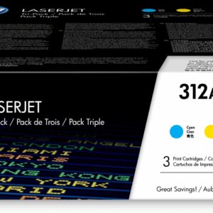 HP 312A Cyan Tri-Pack LaserJet Toner Cartridge cartucho de tóner 3 pieza(s) Original Cian, Magenta, Amarillo