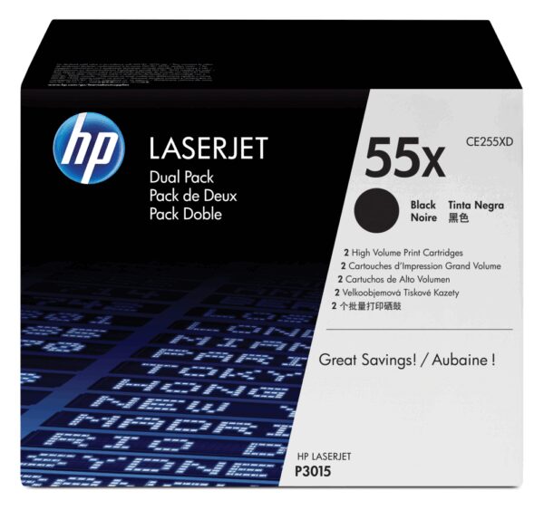 HP 55X 2-pack High Yield Black Original LaserJet Toner Cartridges cartucho de tóner 2 pieza(s)