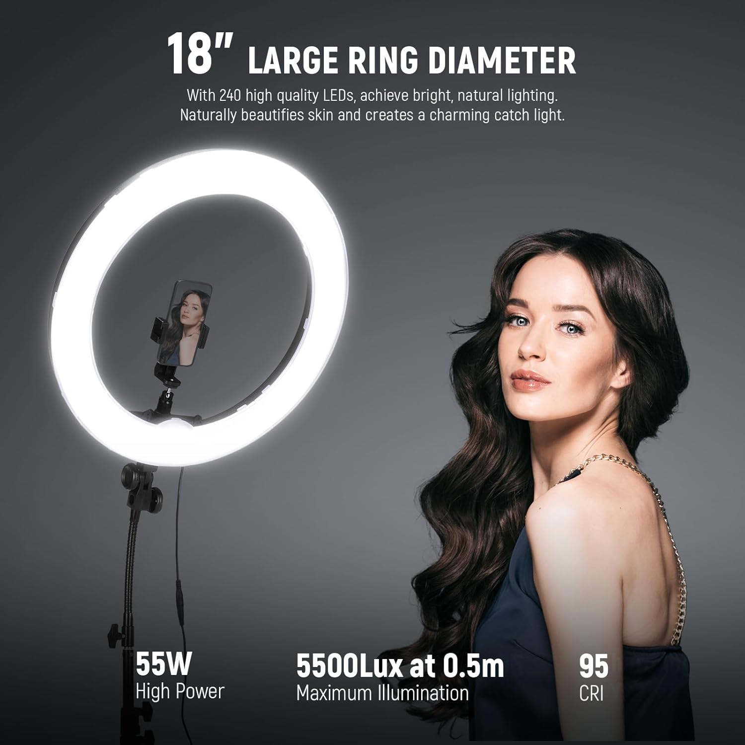 Diseño de Neewer 18 Pulgadas Ring Light — Review Ring Light para Fotografía y Streaming