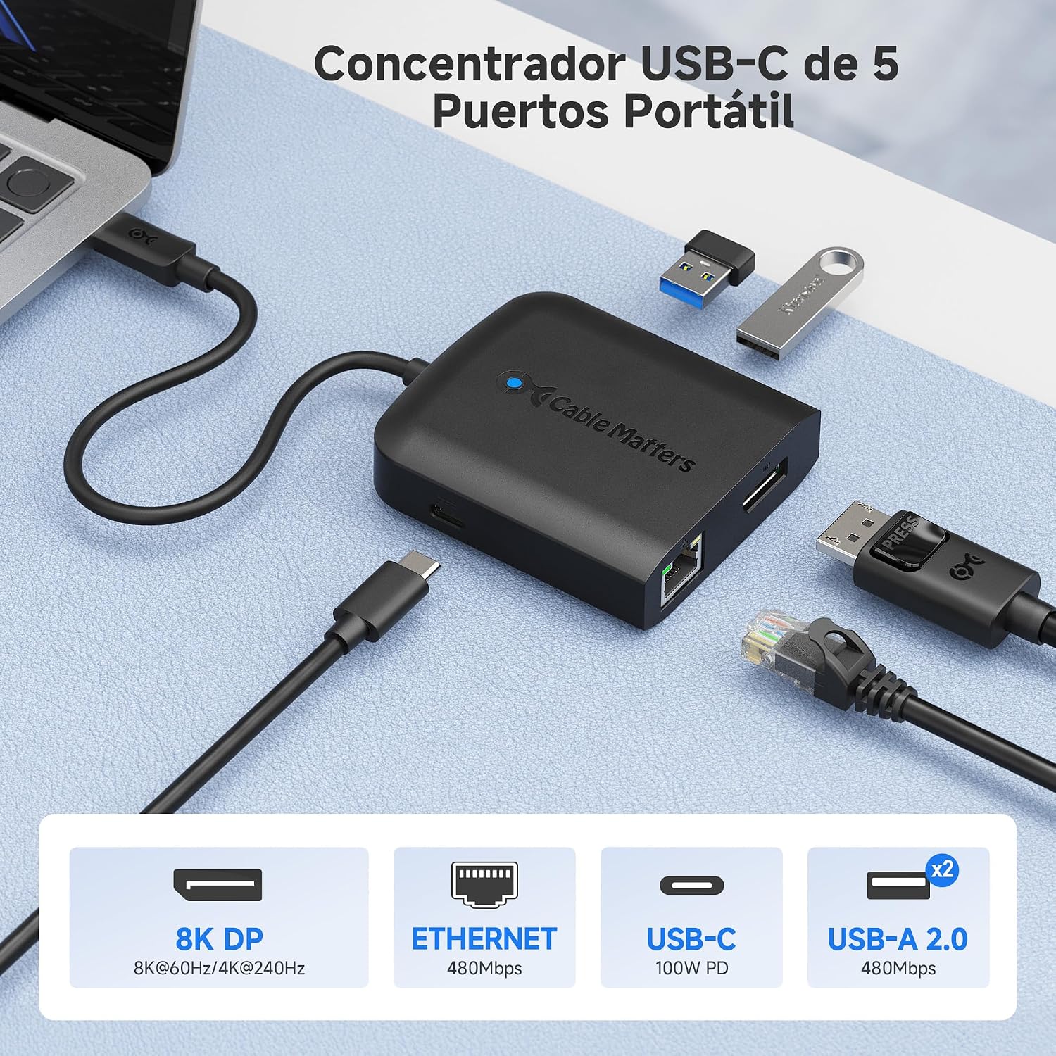 Cable Matters Hub USB-C 7 en 1 — Review Hub USB-C Multipuerto en detalle