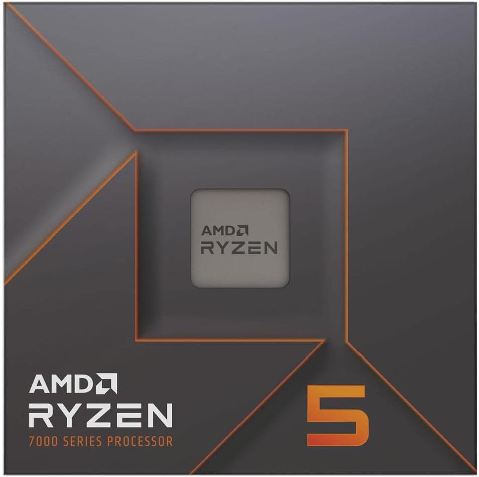 Vista de cerca del AMD Ryzen 5 7600X montado en placa base